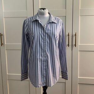 Ann Taylor striped long button down shirt